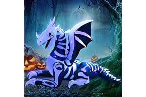 inslife 8FT Length Halloween Inflatable Dragon Skeleton, Blow Up Halloween Inflatables Dragon Built-in 6 Spooky Blue Led Lights for Halloween Inflatable Outdoor Indoor Yard Lawn Decoration