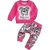 AGAPENG Toddler Baby Girl Clothes Cute Graphic Long Sleeve Sweatshirt Camouflage Pants Sweatsuit Infant Fall Winter Outfits