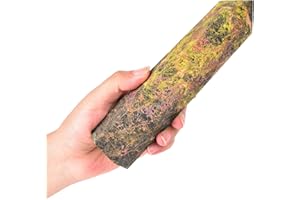 AMOYSTONE 1PC Yellow-Green Stone Wand Healing Crystal Hexagonal Column Medium Natural Irregular Crystal Wand 6 Points Yellow-Green Stone Tower for Home Decor 1.1-1.8 Lbs