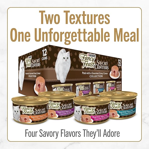 PURINA FANCY FEAST SAVORY CENTERS WITH CHICKEN WET CAT FOOD PATE WITH GOURMET GRAVY CENTER – (PACK OF 24) 3 OZ. CANS