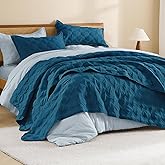 Litanika King Size Quilt Bedding Set - Teal Lightweight Comforter Bedspreads & Coverlets Turquoise - Bedding Cover Bed Decor All Season - 3 Pieces (1 Quilt, 2 Pillowcases)