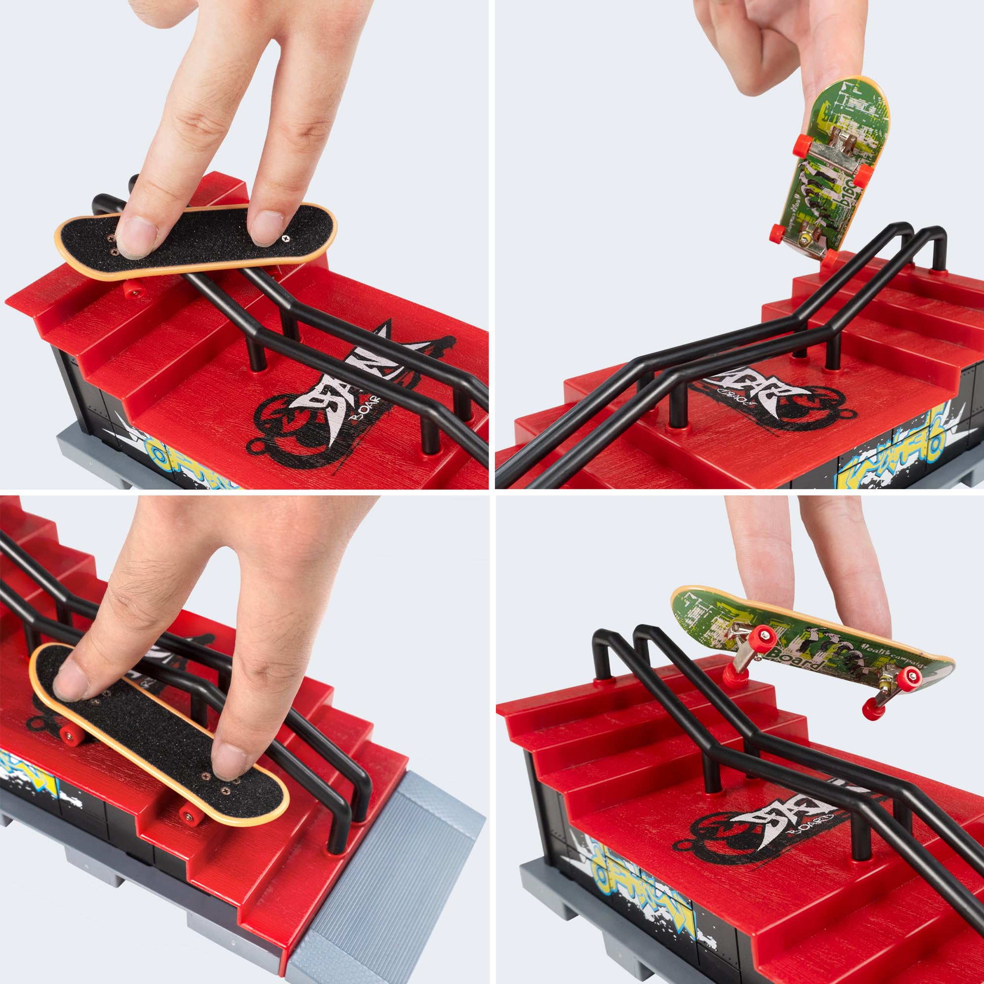 2024 Deck Finger Skateboard Park for Kids,DIY Mini Fingerboard Skatepark Training Finger Boards Toys Ramp Set Kit Boys Gift (HB-002)