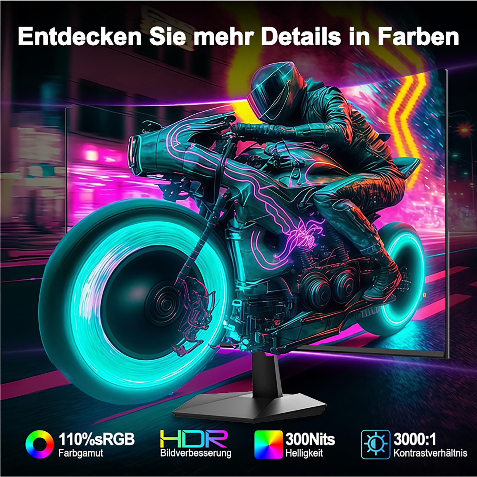 Minifire 27 Zoll Curved Gaming Monitor - 160Hz, FHD(1920x1080), VA 1500R, 1ms GtG, sRGB 110%, HDR, Adapive Sync, Blaulichtfilter, VESA 100 * 100, HDMI 2.0/DP 1.2 mit HDMI-Kabel (MFG27C1L) 4