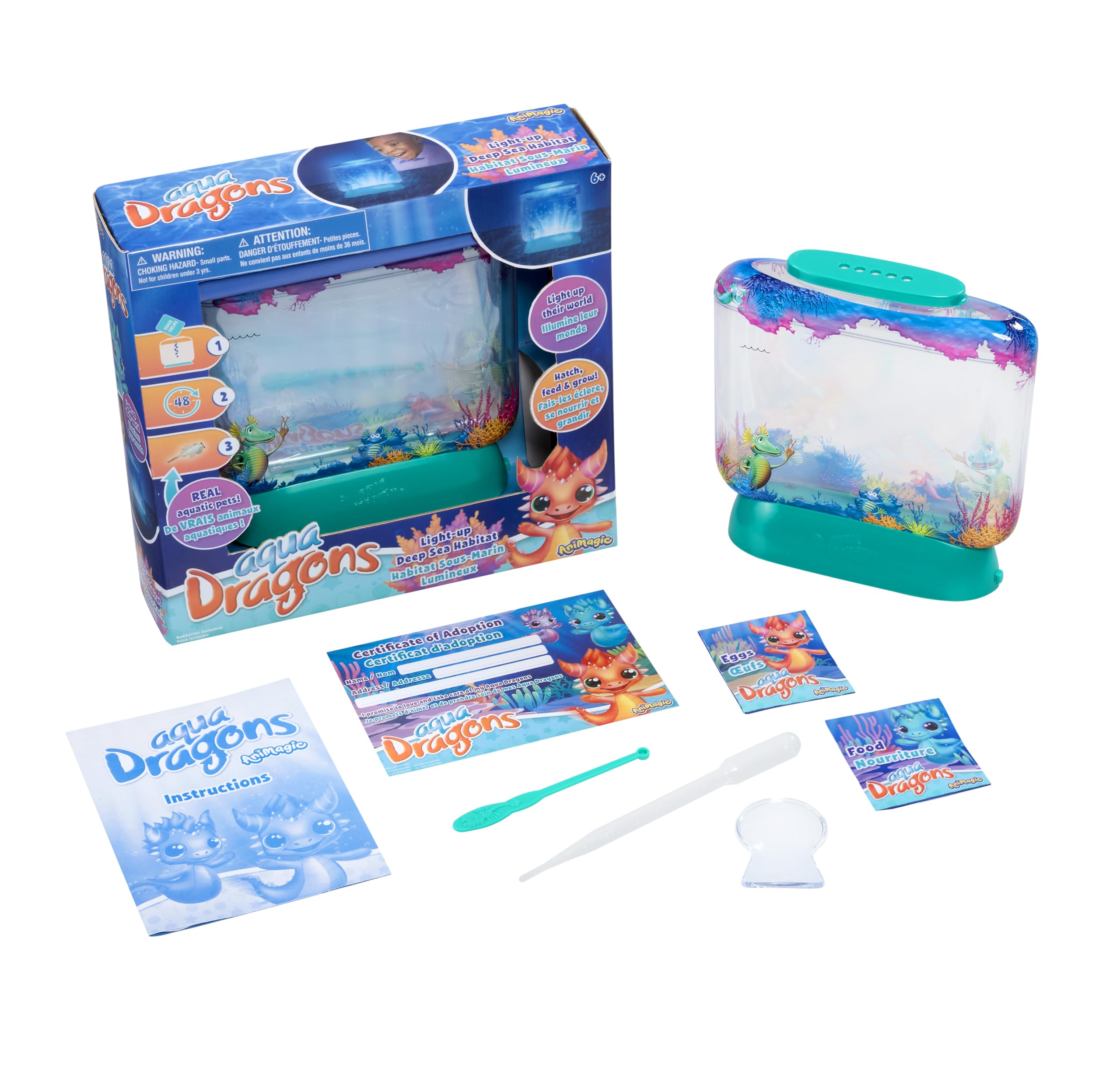 Animagic Aqua Dragons Light-Up Deep Sea Habitat | Build an Aquatic Ecosystem, Watch Prehistoric Pets Hatch & Grow Science Kit | Ages 6+ (Packaging may vary)