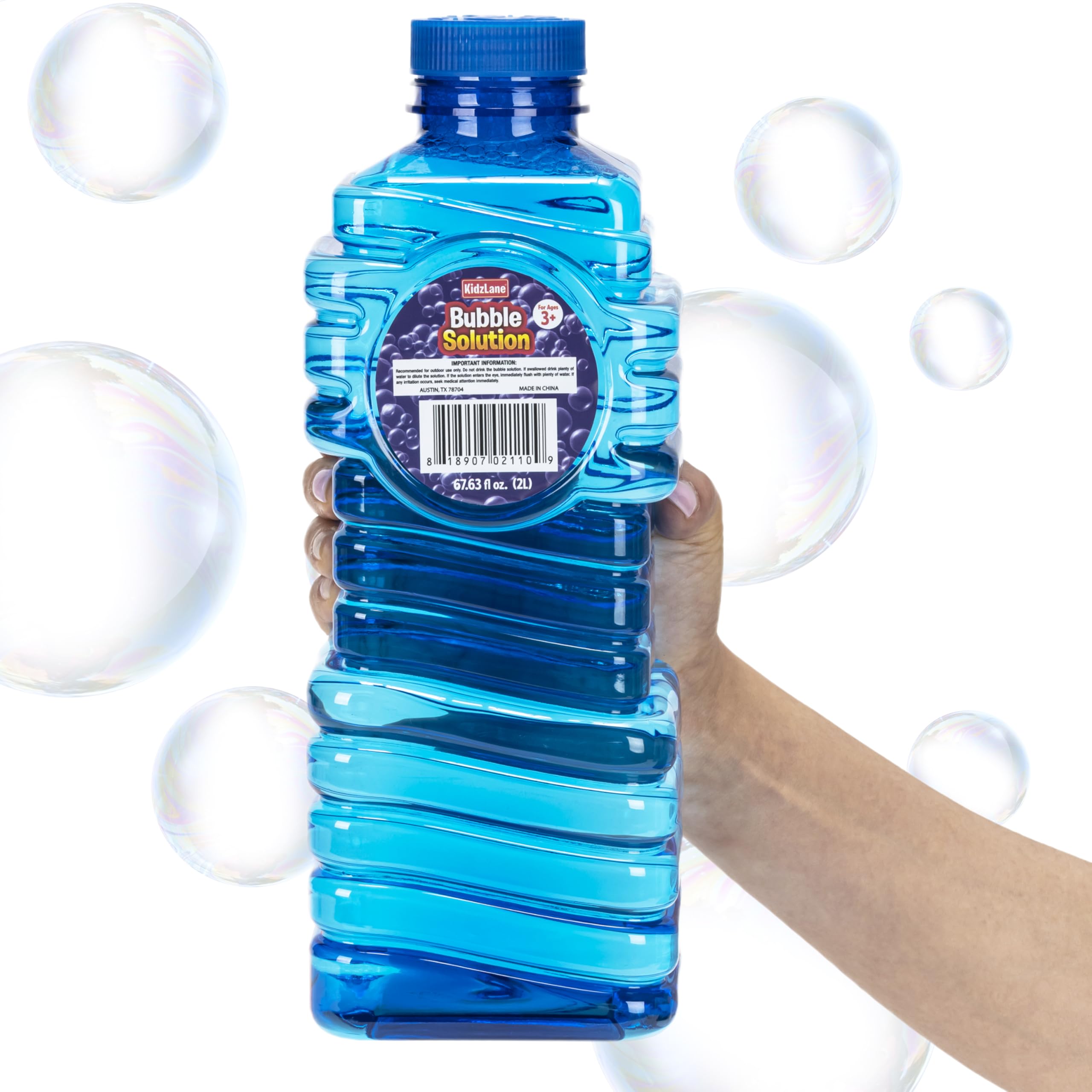 Kidzlane Bubble Solution Refill 67.63 oz | Large, Easy-Grip Bottle for Bubble Guns, Wands, Machines