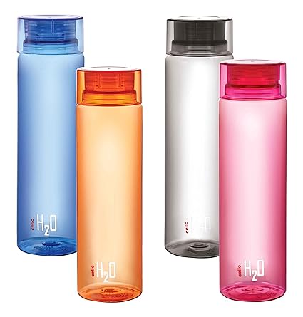 Cello H2O Unbreakable Bottle , 1 Litre, Set of 4, Colour May Vary