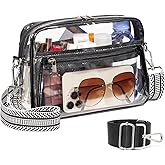 QOECI Clear Bag for Stadium Events with 2 Long Straps, See Through Purse for Women Crossbody Bag Concert Stadium Approved