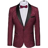 COOFANDY Men's Floral Tuxedo Suit Jacket Slim Fit Dinner Jacket Party Prom Wedding Blazer Jackets