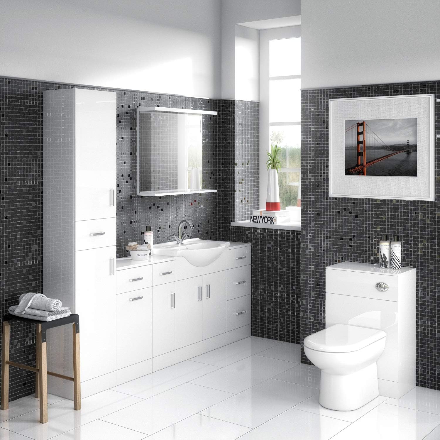 Mayford Floor Standing 450mm Cabinet & Basin 1, Gloss White, 450mm*300mm - Image 5
