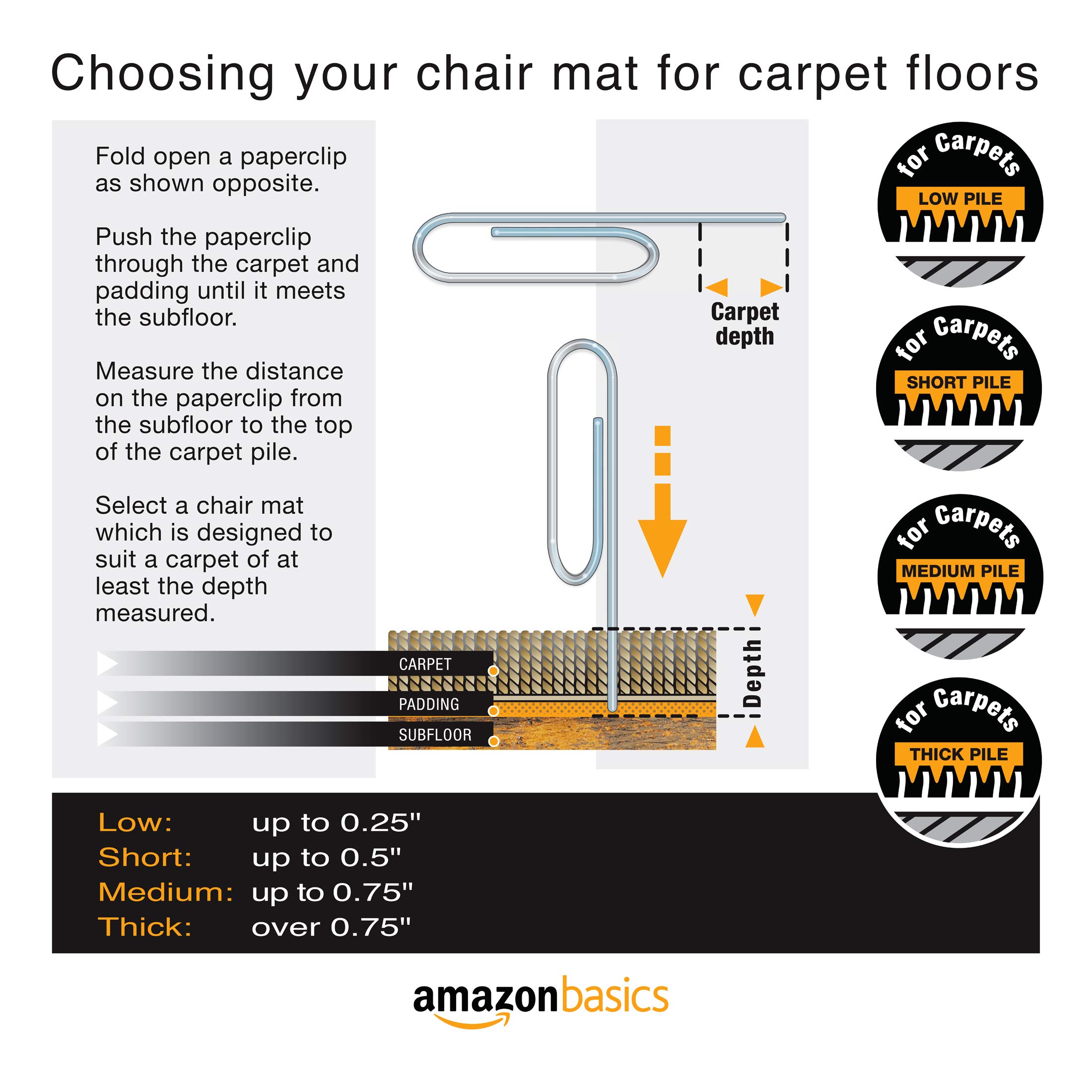 Amazon Basics Polycarbonate Office Chair ‎Rectangular Mat for Low to