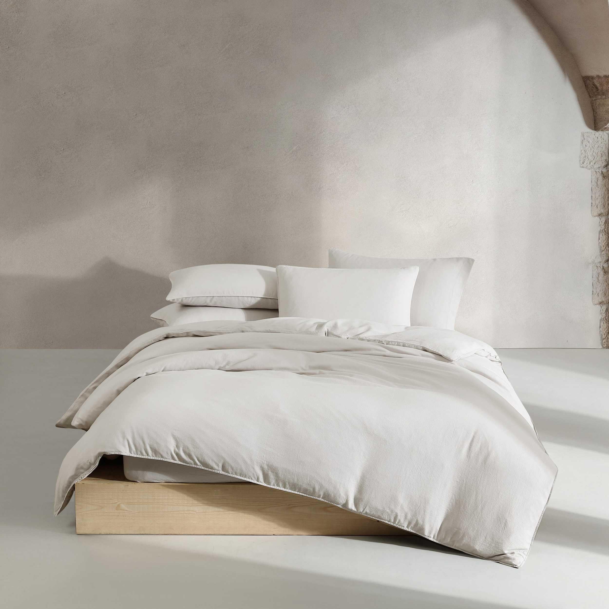 Photo 1 of Calvin Klein - Queen Duvet Cover Set, Soft Linen Blend Bedding, Pre-Washed Home Decor for Extra Softness (Soft Linen Off-White, Queen)