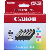 Canon PGI-280/CLI-281 Genuine Combo Pack, Compatible with TR8520, TS9120,TS8120, TS6120, TS9521C/a, TS9520/a, TS8220, TS6220, TS8320, TS6320, TS702/a, and TR8620/a Series Printers