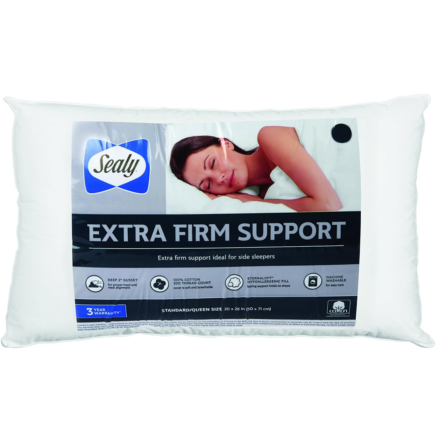 Sealy 100 Cotton Extra Firm Support Pillow King White Amazon