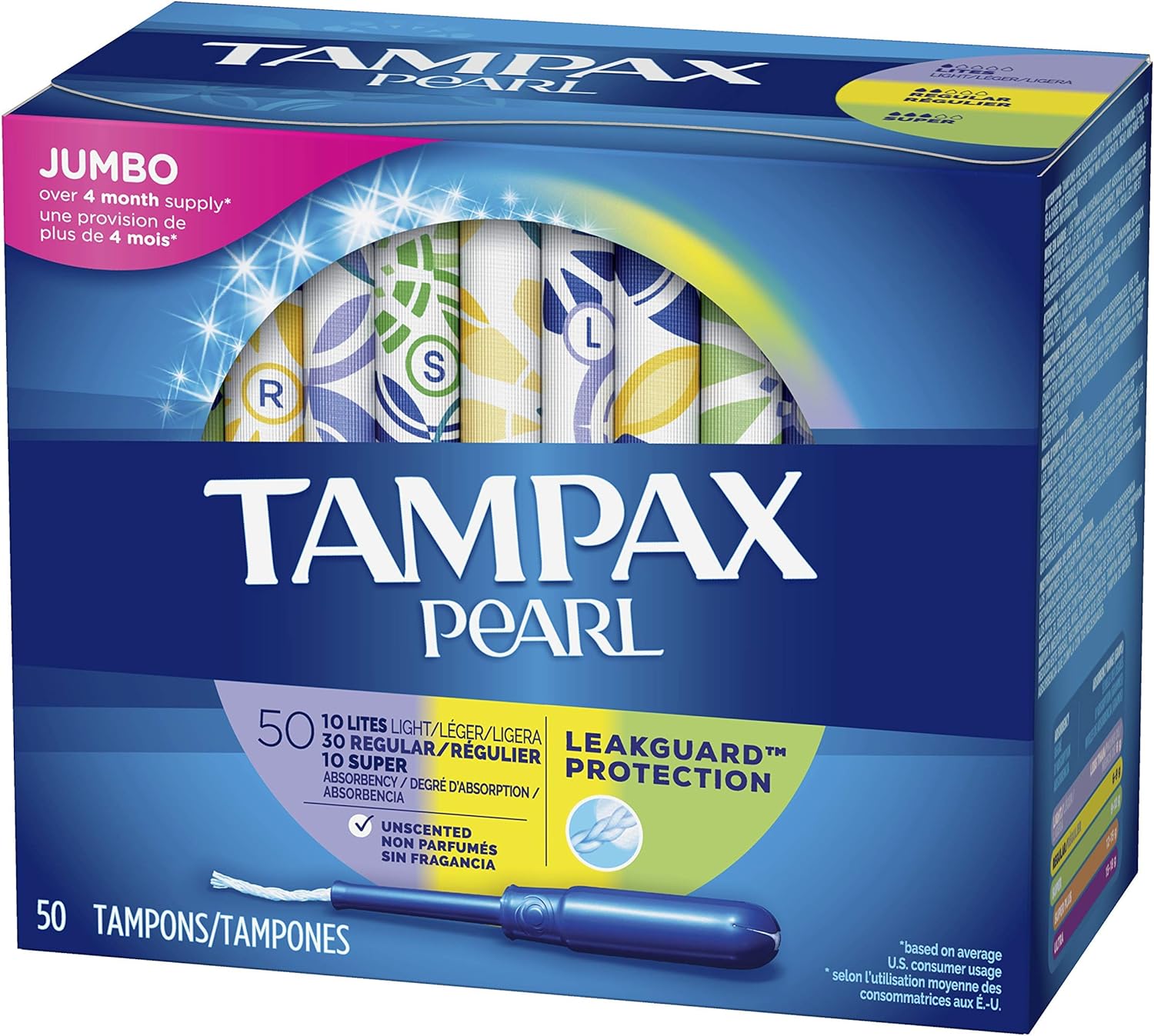 Tampax Pearl Plastic Tampons, Multipack, Light/Regular/Super Absorbency, 47 Count, Unscented: Health & Personal Care