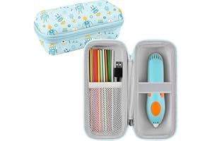 Leayjeen Storage Case Compatible with 3Doodler Start+ Essentialsfor 3D Pen Set for Kids, 3 d pens for kids ages 8-12，Fit for 3D Printing Pen Carrying case(Case Only)-Blue Robot