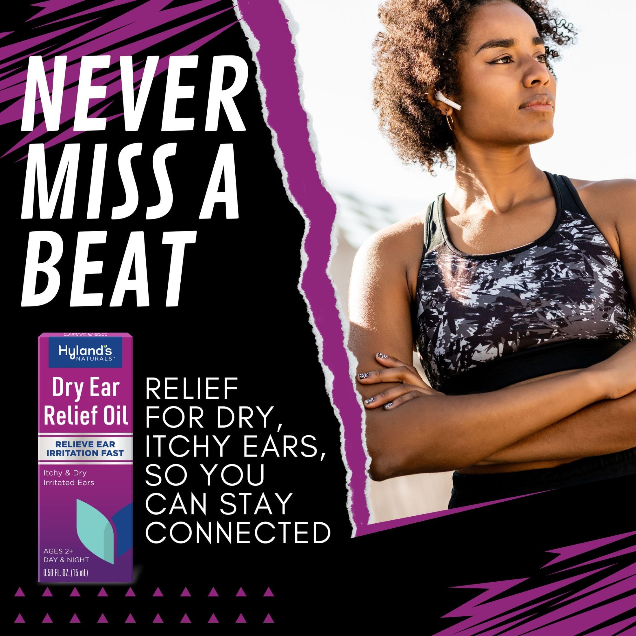 Hyland's Dry Ear Relief Oil, Relieve Ear Irritation Fast, for Itchy and Dry Irritated Ears, Ages 2 and up, Day and Night Drops, 0.5 Ounce