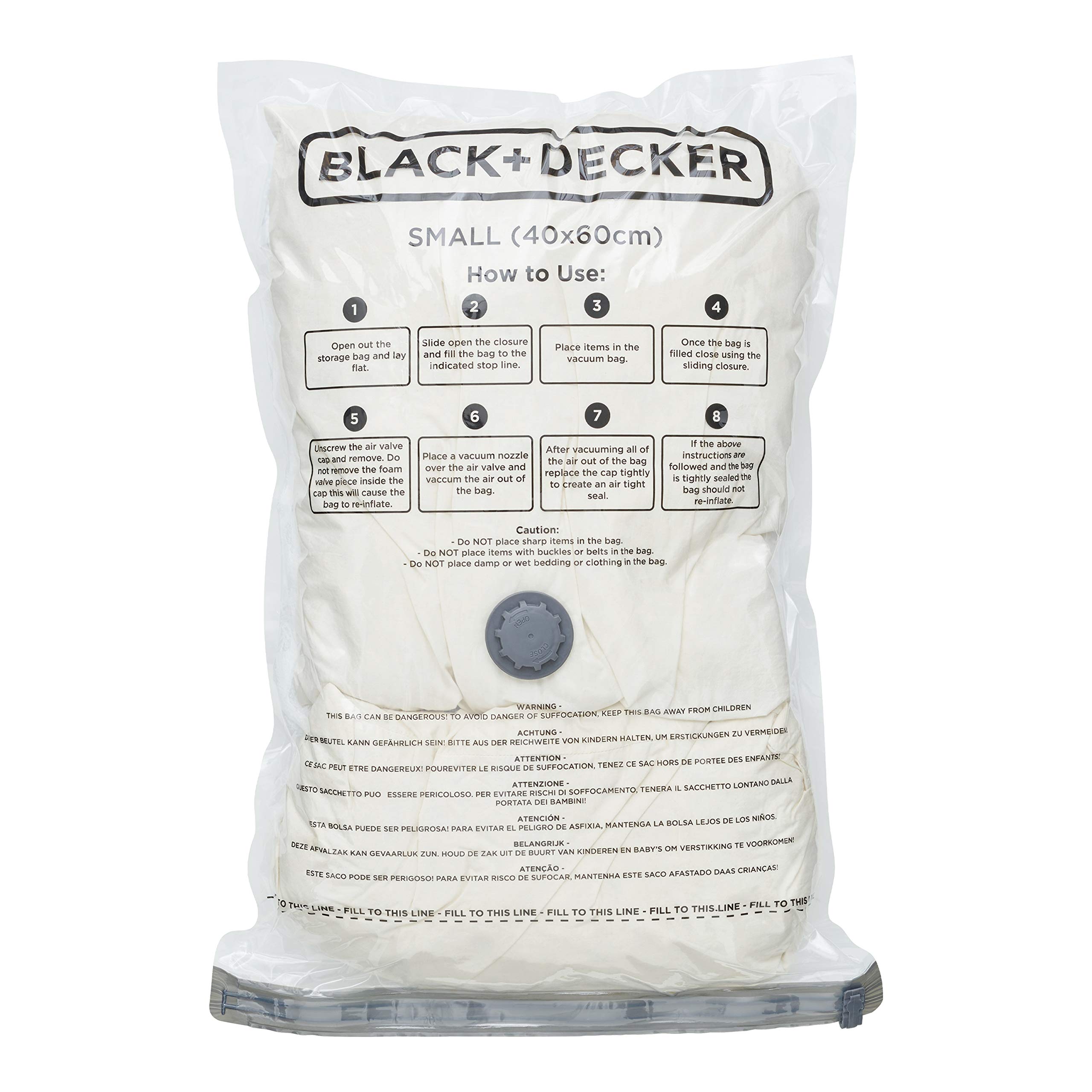 BLACK+DECKER Vacuum Storage Bags, White, Small