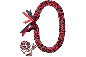Cindeer Graduation Leis 2024 Graduation Ribbon Lei Graduation Cap Headband Graduation Honor Cords Class of 2024 Graduation Gift Braided Necklace for Men and Women Party Accessories(Black and Red)