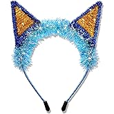 FAERLIIRY Blue Dog Ears Headband Glitter Tinsel Ear Costume Headband Halloween Animal Cosplay Costumes Party Hair Accessories