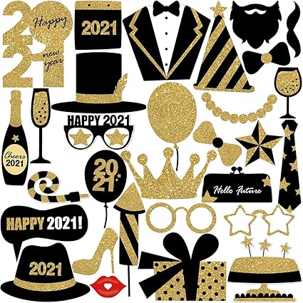 Amazon Co Jp Aiyang 21年 大晦日 写真ブース小道具 ブラックゴールド 花火帽子 唇 あごひげ クラウン カメラ ポーズ小道具 大晦日 誕生日 ウェディングパーティー デコレーション記念品 C ホーム キッチン