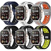 Sport Bands 6-Pack Compatible with Apple Watch Ultra 3/2 Band 49mm 46mm 45mm 44mm 42mm, Wide Soft Silicone Wristbands Waterproof Strap Men for iWatch Series 11 10 9 8 7 6 5 4 3 SE Ultra