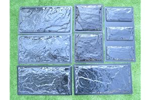 SVITMOLDS Set 9 Plastic Molds for Concrete Plaster Wall Stone Cement Tiles Concrete Mould W18