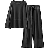 ANRABESS Womens 2 Piece Outfits Oversized Knit Sweater Set Wide Leg Pant Cozy Lounge Matching Pajama Sets 2025 Trendy Clothes
