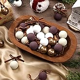 Pinkunn 36 Pcs Mini Textured Christmas Ball Ornaments 1.1 Inch Matte Brown Vintage Christmas Tree Decorations Neutral Modern Shatterproof Xmas Tree Hanging Ornaments for Farmhouse Holiday Decor