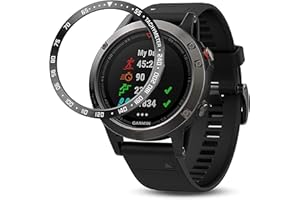 BaiHui Stainless Steel Bezel Ring Compatiable with Garmin Fenix 5/5 Plus Bezel Ring Adhesive Cover Anti Scratch & Collision Protector for Garmin Watch Accessory (Black- Not Fit Fenix 5X / 5S)