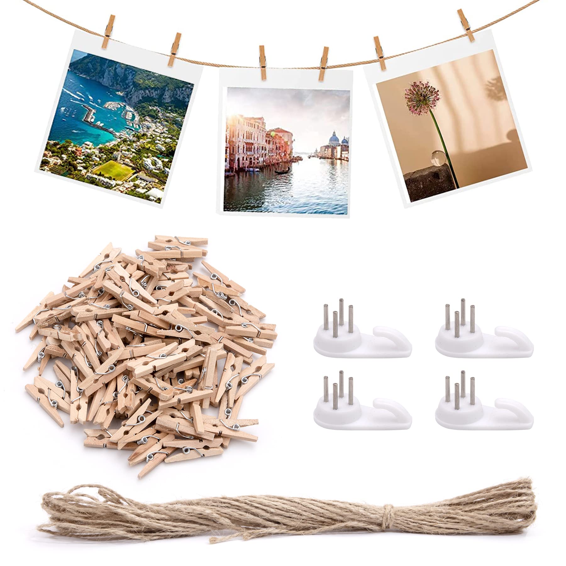 Mini Pegs Wooden Pegs 100Pcs 2.5cm Laundry Clips Mini Clothes Small Photo Tiny Pegs for Craft and String to Hang Photos