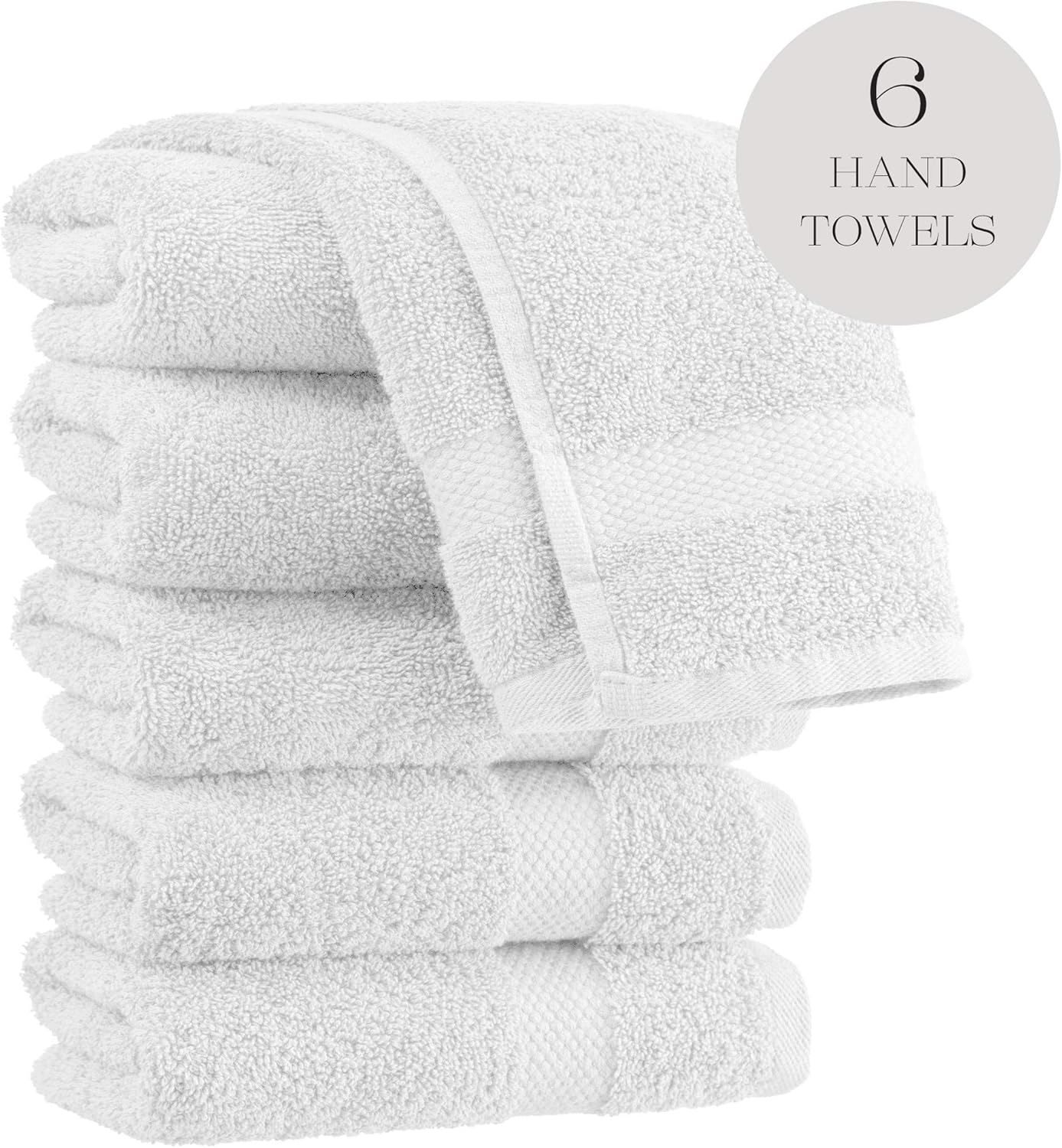 Luxury White Hand Towels - Soft Circlet Egyptian Cotton | Highly Absorbent Hotel spa Bathroom Towel Collection | 16x30 Inch | Set of 6: Kitchen & Dining