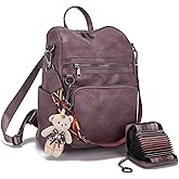 Qiyuer Women's Fashion PU Leather Backpack Purse for Women Designer Ladies Travel Convertible Shoulder Bag Purple