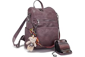 Qiyuer Women's Fashion PU Leather Backpack Purse for Women Designer Ladies Travel Convertible Shoulder Bag Purple