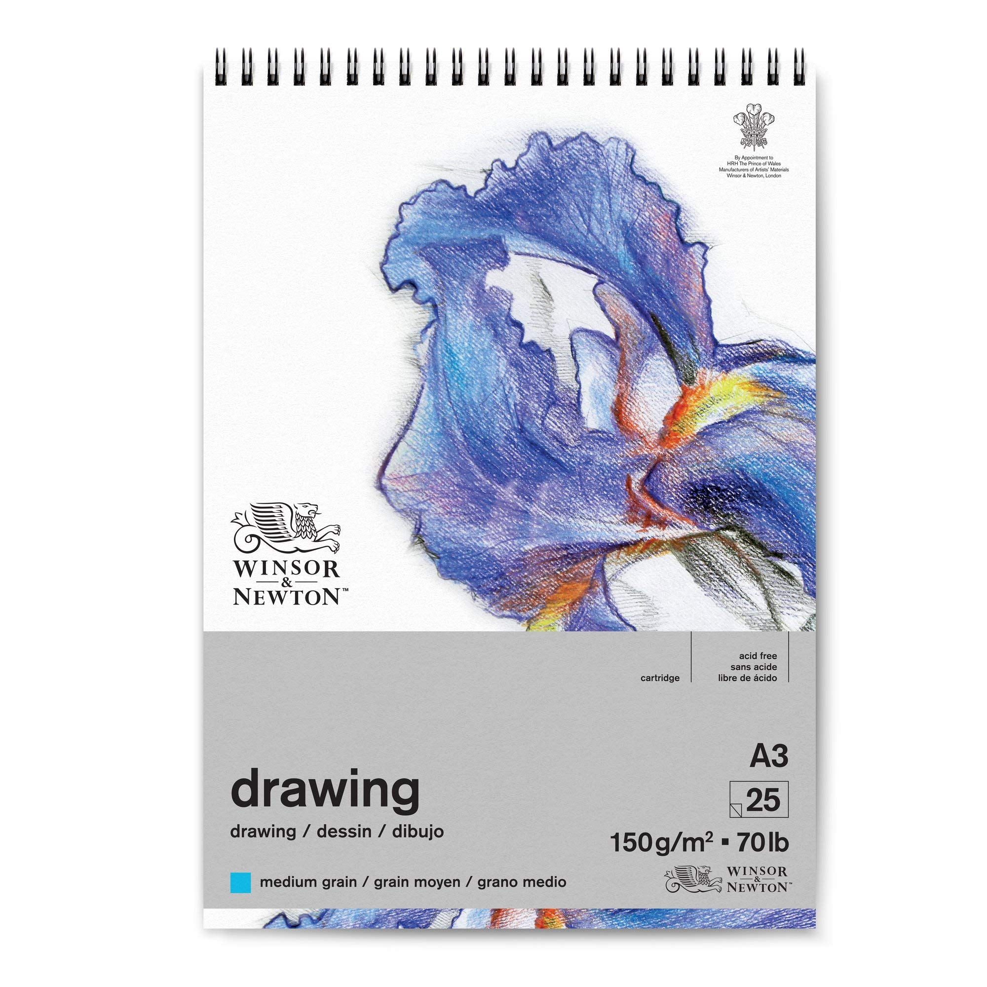 Winsor and Newton 6691007 Drawing Medium Spiral Pad, A3 Size, 25 Sheet, 150gsm, Pack of 3 — image 1