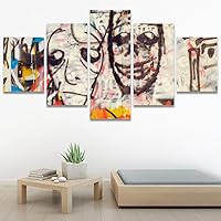 SIGNWIN 5 Panel Canvas Wall Art Decorative Elements Graffiti & Street Art Mixed Media Multicolor Patterns Whimsical for Home Decorations Ready to Hang - 60