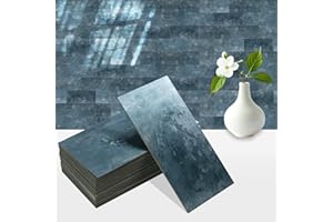 YIPSCAZO 100 Sheets Metallic Peel and Stick Backsplash Tiles, 3"x6" Vibrant Layered-Color Stick On Wall Tiles for Kitchen Bathroom Home & Commercial Décor – Waterproof, Heat Resistant (Navy Blue)
