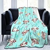 Cute Axolotl Kawaii Blanket Soft Comfy Flannel Throw Blankets Lightweight Warm Bed Throws Plush for Couch Sofa Camping Office Travel Home Bedroom Decor Girls Boys Kids Gifts 50"X40"