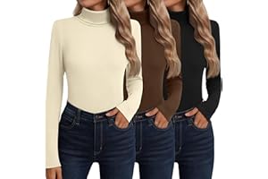 Neer 3 Pack Cotton Women's Turtleneck Long Sleeve Tops Thermal Underwear Base Layer Fall Winter Shirts Sweater