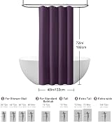 Shower Curtain 122x182cm Purple with Metal Hooks Waffle Fabric view 5