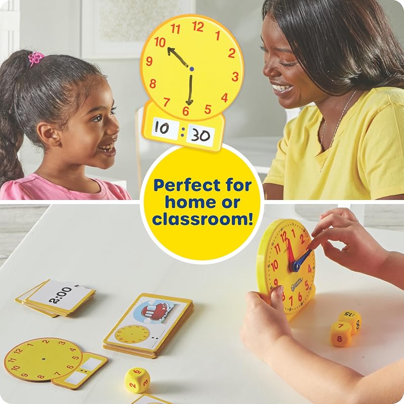 Set attività Sull’Ora – Gioco Educativo con 41 Pezzi per Bambini 5+, Impara a Leggere l’Orologio Analogico e Digitale con Carte e Orologi Didattici