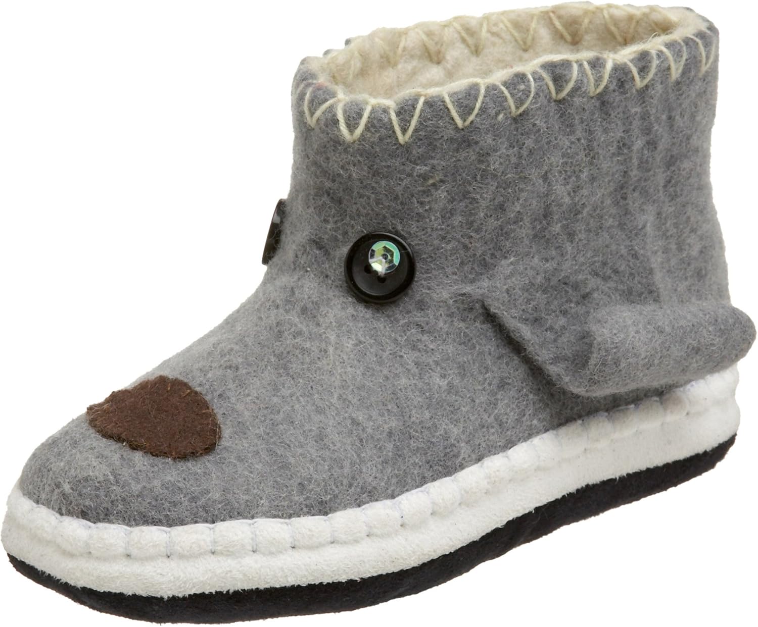 Satch & Sol Toddler/Little Kid Pups Slipper, Grey/White