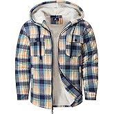 SCODI Men's Flannel Shirt Jacket Fleece Sherpa Lined Plaid Jackets Coat Full Zip Up Hoodie Winter Outwear