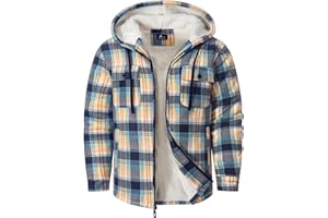 GEEK LIGHTING Men's Flannel Shirts Jacket Sherpa Lined Fleece Plaid Hoodie Long Sleeve Winter Warm Coat