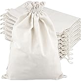 HAKZEON 25 Pcs 12 x 16 Inch Cotton Storage Bags With Drawstrings, Reusable Cotton Produce Sacks, Large Muslin Storage Cloth Bags for Party, Wedding, Home