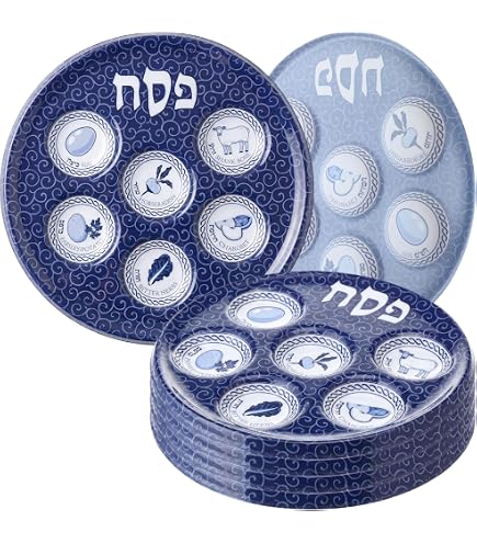 Zion Judaica - Piastre per sedere Pasqua, 30,5 cm, in melamina (6, blu