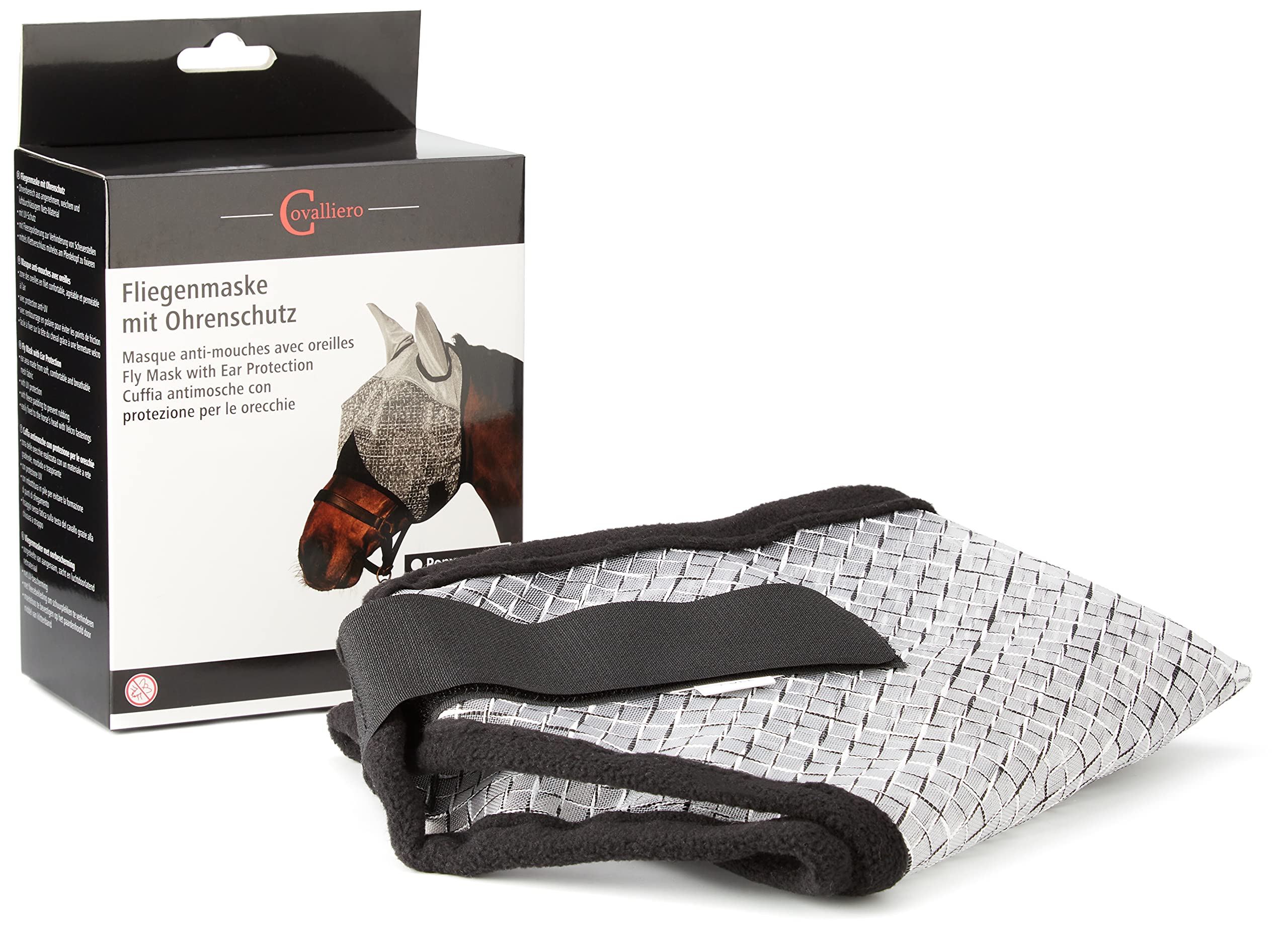 Kerbl 324517 Fly Mask with Ears and UV Protection, White, Full