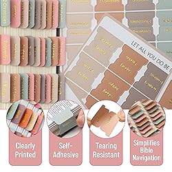 Mr. Pen- Bible Tabs, 75 Tabs, Spring Palette, Gold