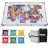 Tektalk Foldable Jigsaw Puzzle Board, Felt Puzzle Mat with Non-Slip Surface &amp; 6 Colored Sorting Trays, Portable Puzzle Storage Saver, for Up to 1500 Pieces