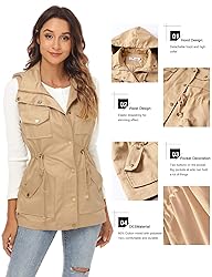 BBX Lephsnt Womens Utility Vest Drawstring Waist