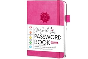 GoGirl Password Book with Alphabetical tabs - Internet Address & Password Keeper Logbook for Password Organization. Journal Notebook for Saving Website Logins Pocket Size 4.0"x5.5", Hot Pink